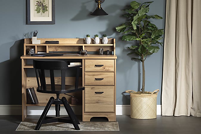 South Shore Versa 45 W Computer Desk With Hutch Nordik Oak