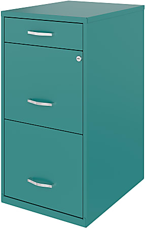 Space Solutions 18 2 Drawer Mobile Metal Vertical File Cabinet - White/Navy