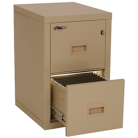 FireKing® Turtle 22-1/8"D Vertical 2-Drawer Insulated Fireproof File Cabinet, Metal, Parchment, Dock-To-Dock Delivery