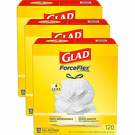 Glad ForceFlex Tall Kitchen Drawstring Trash Bags 13 gal Capacity