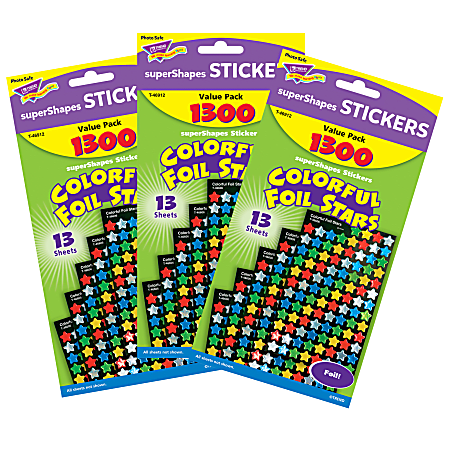 Trend superShapes Stickers, Colorful Foil Stars, 1,300 Stickers