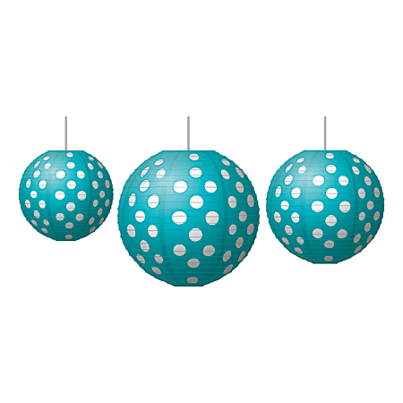 Teacher Created Resources Paper Lanterns, Polka Dots, Teal/White, Pack Of 3