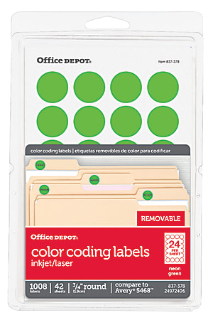 Office Depot Brand Removable Round Color Coding Labels OD98787 34