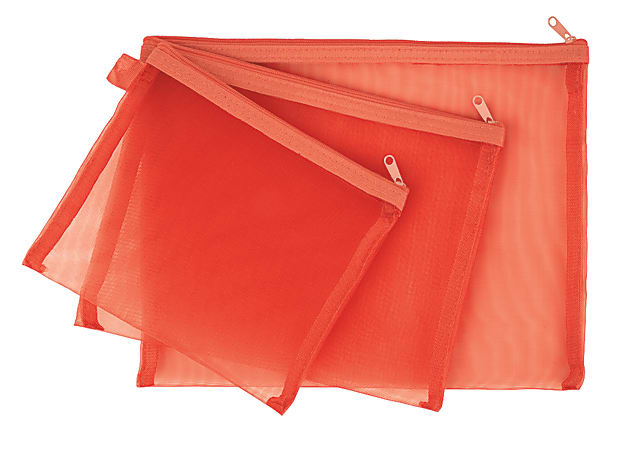 Office Depot Brand Mesh Organizer Pouches Assorted Colors Set Of 3