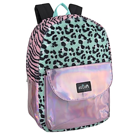 Delias Fuzzy Backpack PinkTealBlack Office Depot