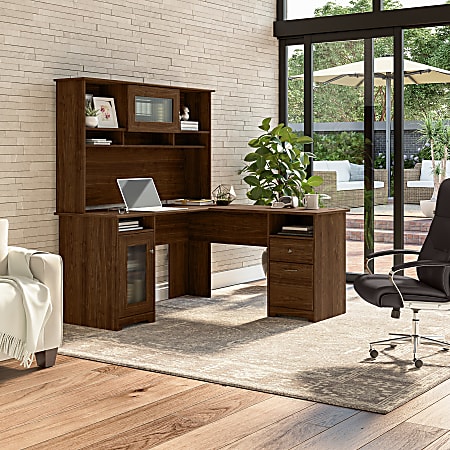 Bush Furniture Cabot 60 W L Shaped Computer Desk With Hutch Modern