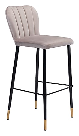 Zuo Modern Manchester Bar Chair, Gray/Black/Gold