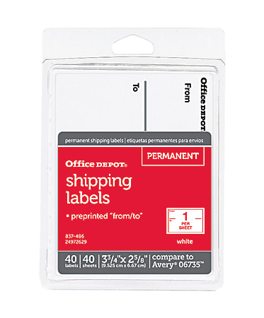 Office Depot® Brand To/From Shipping Label Pad, OD98806,