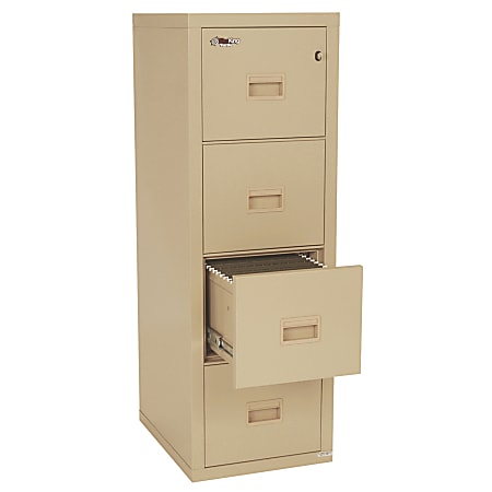 FireKing® Turtle 22-1/8"D Vertical 4-Drawer Insulated Fireproof File Cabinet, Parchment, Dock-To-Dock Delivery