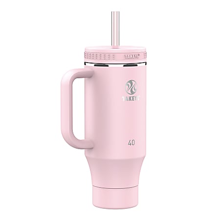 Takeya Fixed Handle Straw Tumbler, 40 Oz, Blush