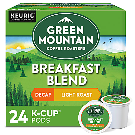 Green Mountain Coffee® Single-Serve Coffee K-Cup® Pods, Decaffeinated, Breakfast Blend, Carton Of 24