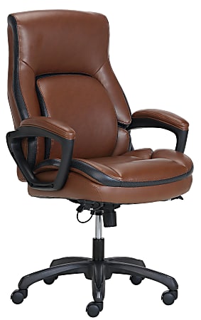 Shaquille O'Neal™ Amphion Ergonomic Bonded Leather High-Back Executive Chair, Brown/Black