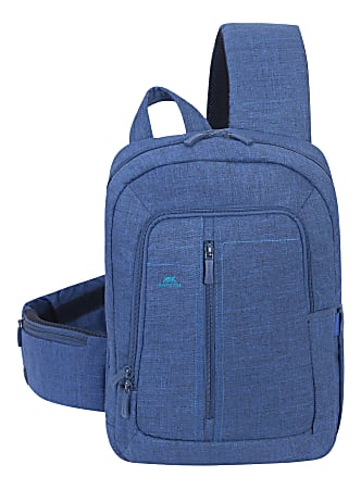 Rivacase 7529 Canvas Sling Bag With 13.3" Laptop Pocket, Blue