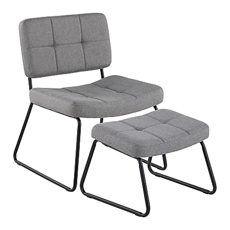 LumiSource Stout Lounge Chair With Ottoman, Gray Noise/Black