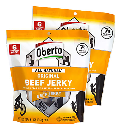 Oberto All Natural Beef Jerky, 4.5 Oz, Pack Of 2 Bags
