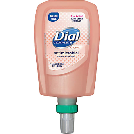 Dial Complete Antibacterial Foaming Hand Wash - FIT Universal Touch-Free - Original ScentFor - 33.8 fl oz (1000 mL) - Touchless Dispenser - Kill Germs - Hand - Moisturizing - Antibacterial - Peach - Non-drying - 3 / Carton