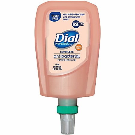 Dial Complete Antibacterial Foaming Hand Wash - FIT Universal Touch-Free - Original ScentFor - 33.8 fl oz (1000 mL) - Touchless Dispenser - Kill Germs - Hand - Yes - Yes - Peach - Non-drying - 3 / Carton