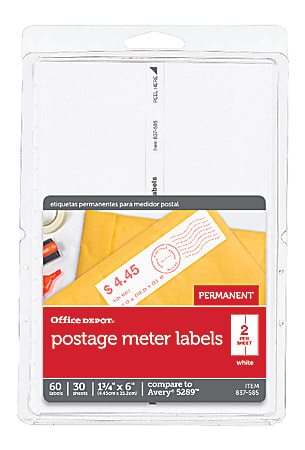 Office Depot® Brand Postage Meter Labels For Personal Post Office™ E700, 3585401838, Rectangle, 1 3/4" x 6", White, Pack Of 60