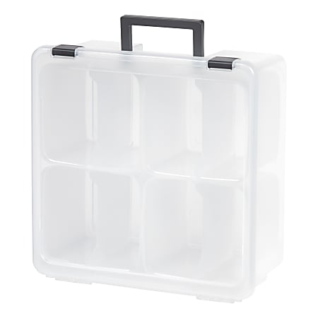 IRIS Divided Craft Bin, 15-1/4" x 15-1/8" x 6-3/4", Clear