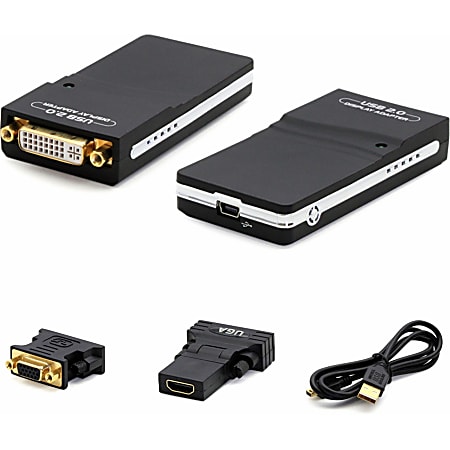 AddOn 8in USB 2.0 (A) Male to DVI-I (29 pin) Female Black Video Adapter - 100% compatible and guaranteed to work