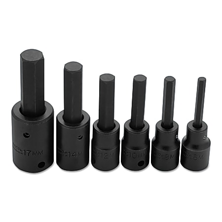 PROTO 6-Piece Torqueplus Metric Hex Bit Impact Socket Set, 1/2" Drive