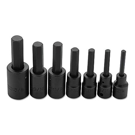 PROTO 7-Piece Hex-Bit Impact Socket Set, SAE, 1/2" Drive, 1/4" to 5/8"