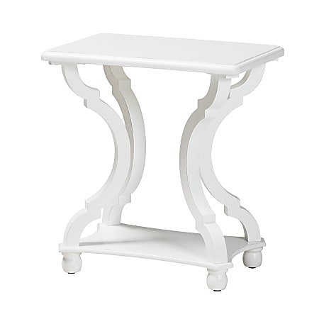 Baxton Studio Cianna Classic Wood End Table, 24”H x 22”W x 15”D, White