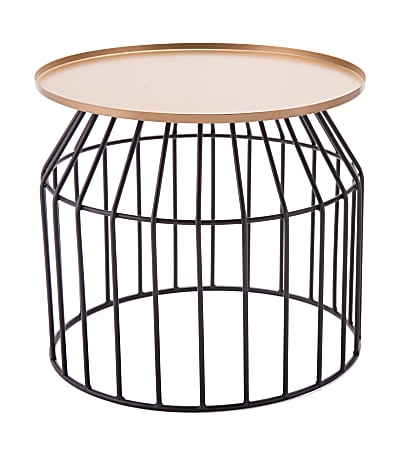 Zuo Modern Large Tray End Table, Round, Gold/Black