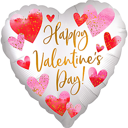 Amscan Love Foil Balloon, 18", Valentine Satin Watercolor Hearts