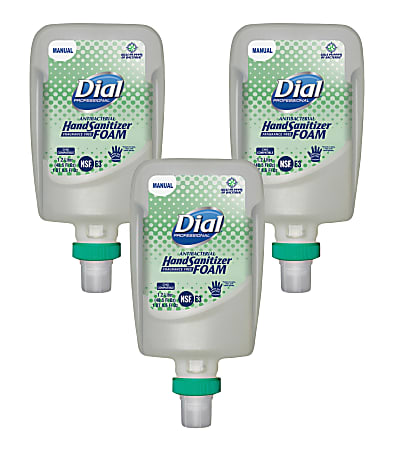 Dial Hand Sanitizer Foam Refill - 40.6 fl oz (1200 mL) - Pump Bottle Dispenser - Bacteria Remover - Hand - Moisturizing - Clear - Fragrance-free, Dye-free - 3 / Carton