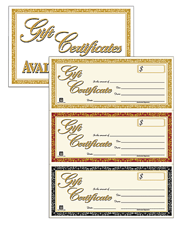 3.25 x 11 Inches Cream Single Paper Adams Gift Certificate Book 25 Numbered 