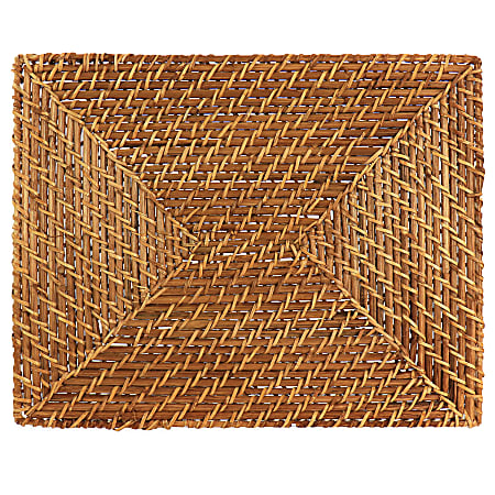 Martha Stewart Rattan Woven Rectangular Placemat, 16-1/4” x 12-13/16”, Brown