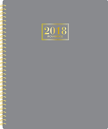Cambridge® Senzo Work-Style 14-Month Weekly/Monthly Planner, 9" x 11", Gray, November 2017 to December 2018 (CRW62907-18)