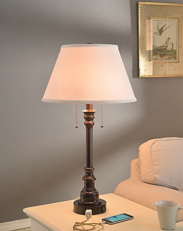 Kenroy Home Glass Lamp W S, Picket Oil Rubbed Bronze Table Lamp With Usb Porticos