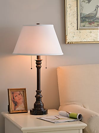 Kenroy Home Glass Lamp W S, Picket Oil Rubbed Bronze Table Lamp With Usb Porticos