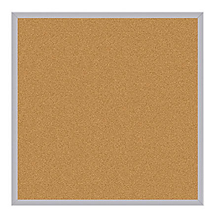 Ghent Cork Bulletin Board, 48 1/2" x 48 1/2", Aluminum Frame With Silver Finish