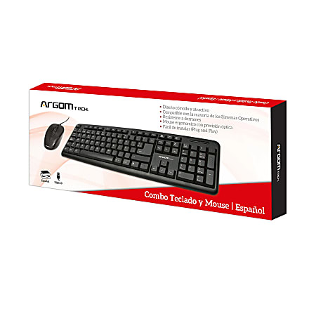Argom Tech Classic USB Spanish Keyboard & Mouse Combo, Black, A00056