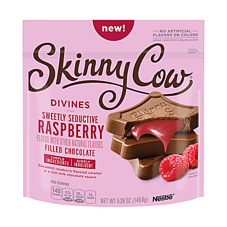 Skinny Cow Divines Chocolates, Raspberry Filled, 5.3 Oz Box, Pack Of 3 Boxes