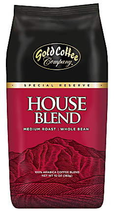 Gold Coffee Company Whole Bean Coffee, House Blend, 10 Oz Per Bag