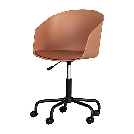 South Shore Flam Plastic Mid-Back Swivel Chair, Burnt Orange/Black