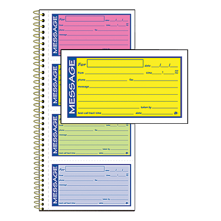 Adams® High-Impact Phone Message Book, Neon Colors, Book Of 200 Messages