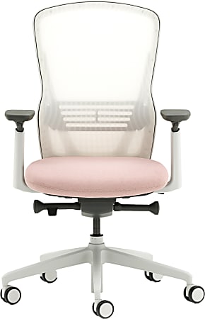 Allermuir Ousby Ergonomic Fabric Mid-Back Task Chair, Light Gray/Snow/Blush