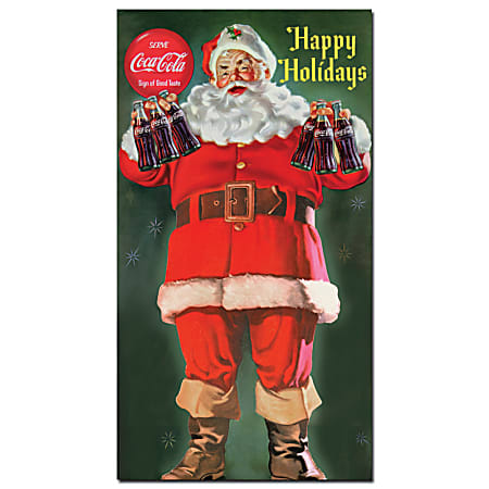 Trademark Global Santa Holding 6-Pack Of Coca-Cola Gallery-Wrapped Canvas Print By Coca-Cola, 13"H x 24"W