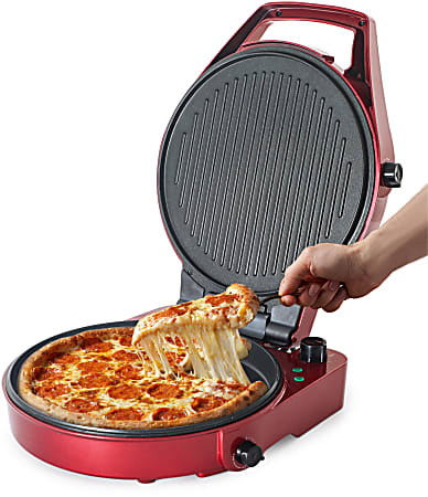 Commercial Chef Multifunction Pizza Maker And Indoor Grill, Red