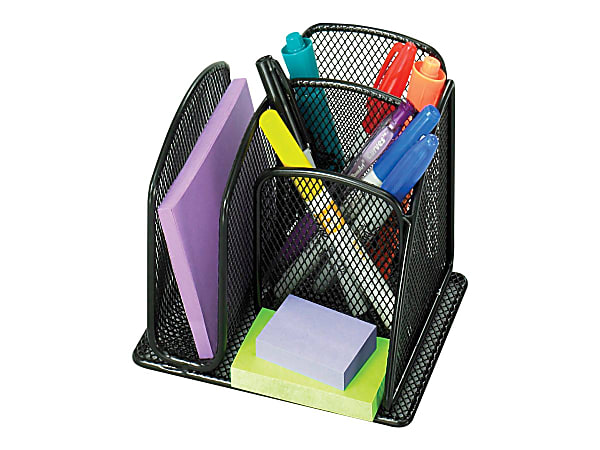 Safco Onyx - Desk organizer - 5.98 in x 5.24 in - powder-coated steel mesh - black