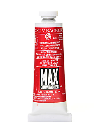 Grumbacher Max Water Miscible Oil Colors, 1.25 Oz, Cadmium Barium Red Medium
