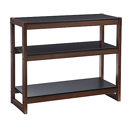 Linon Claudina Low 30"H 3-Shelf Bookcase, Black/Walnut