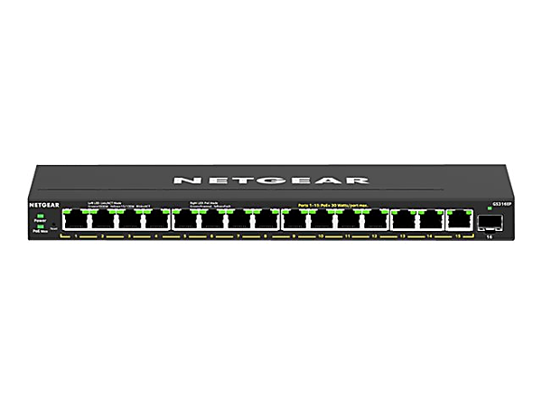 Netgear GS316EP Ethernet Switch - 15 Ports - Manageable - 3 Layer Supported - Modular - 1 SFP Slots - GS316EP100NAS