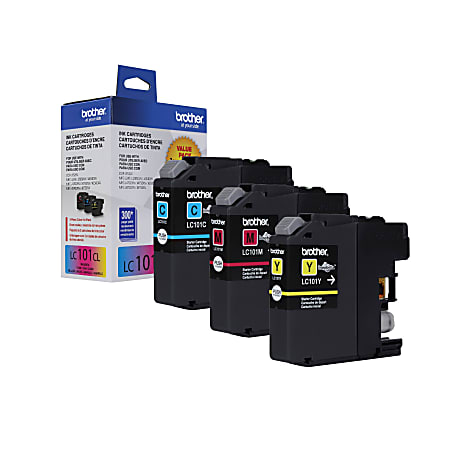 Brother® LC101 Cyan, Magenta, Yellow Ink Cartridges, Pack Of 3, LC101-3PKS