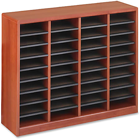 Safco E-Z Stor Light Wood Literature Organizers - 750 x Sheet - 36 Compartment(s) - Compartment Size 3" x 9" x 11" - 32.5" Height x 40" Width x 11.8" Depth - 80% - Cherry - Fiberboard, Hardboard, Wood - 1 / Each